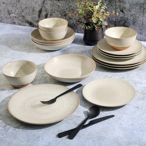 Gibson Home Gibson Elite Dreamweaver 16-Piece Double Bowl Terracotta Reactive Dinnerware Set