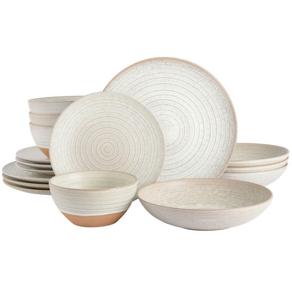 gibson home Gibson Elite Dreamweaver 16-Piece Double Bowl Terracotta Reactive Dinnerware Set