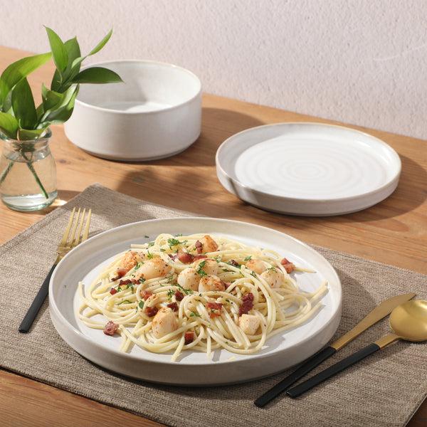 Gibson Home Gibson Elite Echo Bay 12 Piece Porcelain Reactive Glaze (Service For 4) Ceramic Plates And Bowls Modern Stackable Dinnerware Set