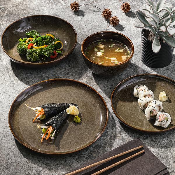 Gibson Home Gibson Elite Edwina 16-Piece Double Bowl Stoneware Dinnerware Set