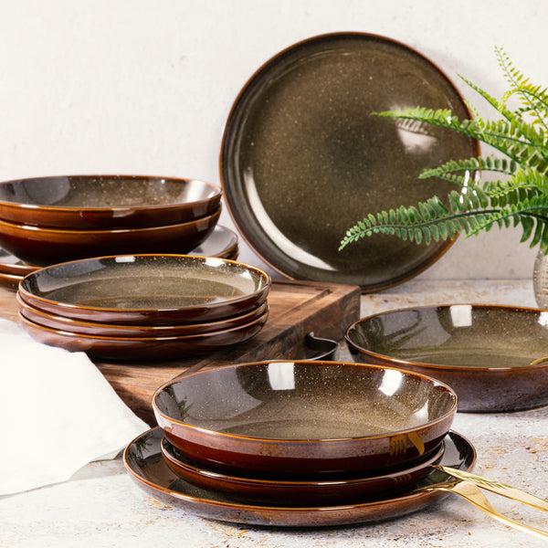 Gibson Home Gibson Elite Edwina 16-Piece Double Bowl Stoneware Dinnerware Set