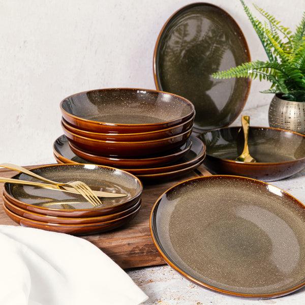 Gibson Home Gibson Elite Edwina 16-Piece Double Bowl Stoneware Dinnerware Set