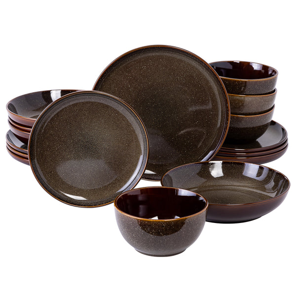 gibson home Gibson Elite Edwina 16-Piece Double Bowl Stoneware Dinnerware Set