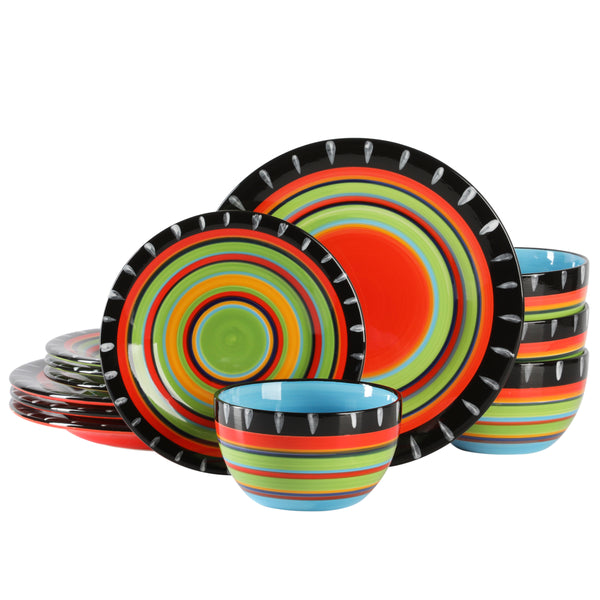 gibson home Gibson Elite Feliz Mesa 12-Piece Hand Painted Dinnerware Set