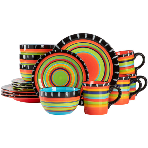 gibson home Gibson Elite Feliz Mesa 16-Piece Hand Painted Dinnerware Set