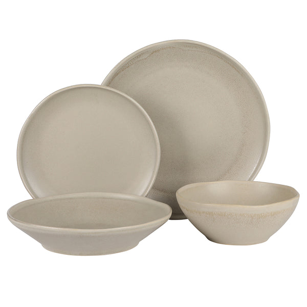 Gibson Home Gibson Elite Island Cove 16 Piece (Service For 4) Plates And Bowls Reactive Glaze Organic Round Dishes Stoneware Ceramic Dinnerware Set