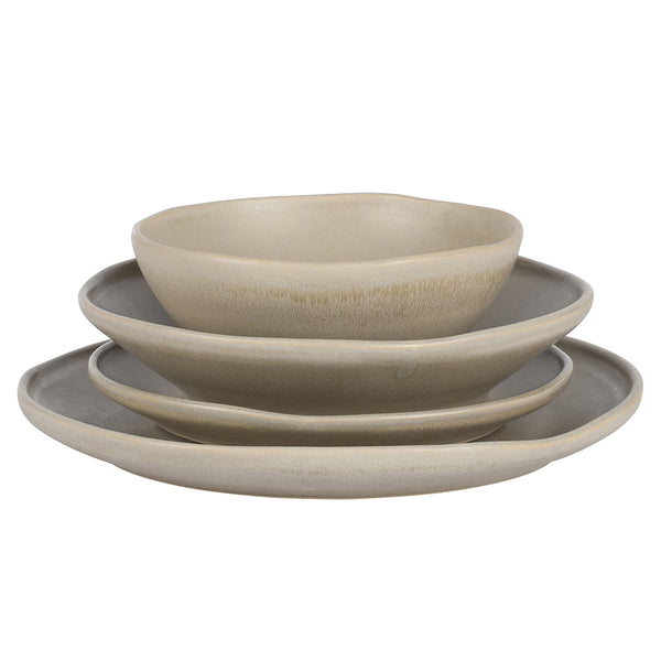 Gibson Home Gibson Elite Island Cove 16 Piece (Service For 4) Plates And Bowls Reactive Glaze Organic Round Dishes Stoneware Ceramic Dinnerware Set