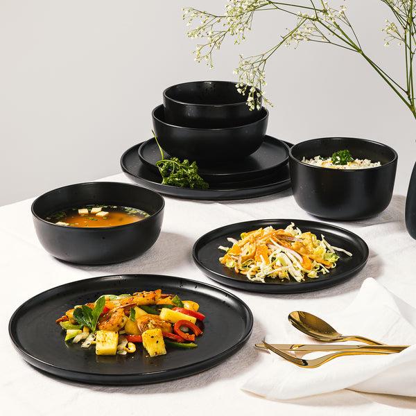 Gibson Home Gibson Elite James Street 16-Piece Reactive Stoneware Double Bowl Dinnerware Set