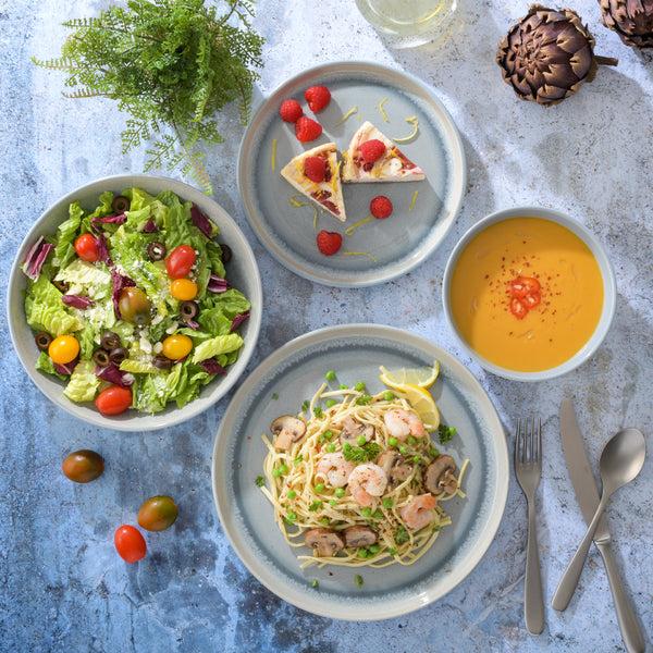 Gibson Home Gibson Elite Juno Moon 16-Piece Double Bowl Reactive Stoneware Dinnerware Set