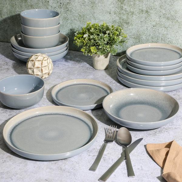 Gibson Home Gibson Elite Juno Moon 16-Piece Double Bowl Reactive Stoneware Dinnerware Set
