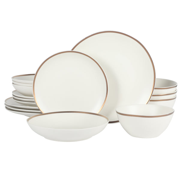 Gibson Home Gibson Elite Kings Road Double Plates And Bowl Organic Round Porcelain Dinnerware Set