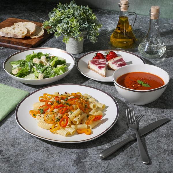 Gibson Home Gibson Elite Kings Road Double Plates And Bowl Organic Round Porcelain Dinnerware Set