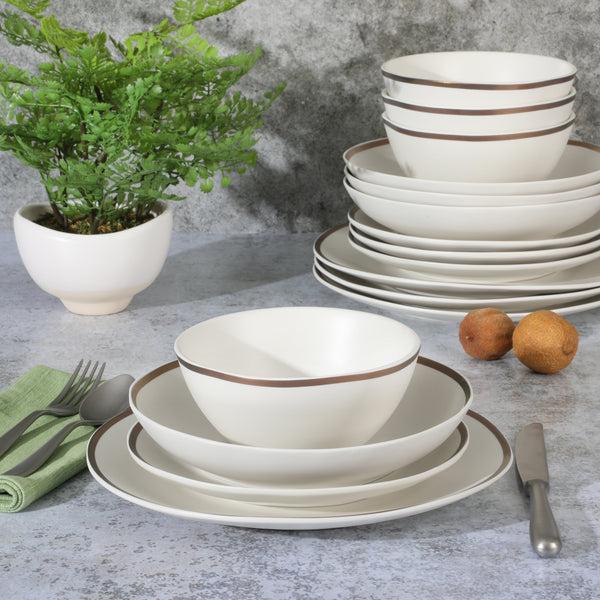 Gibson Home Gibson Elite Kings Road Double Plates And Bowl Organic Round Porcelain Dinnerware Set
