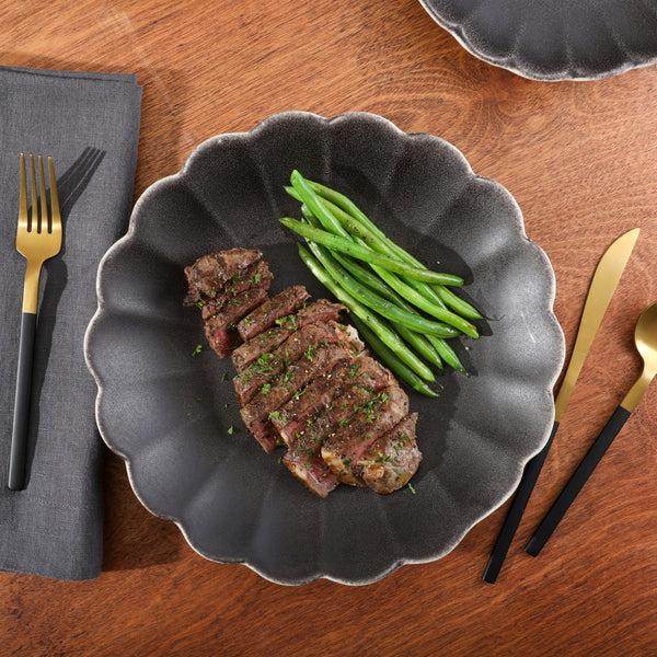 Gibson Home Gibson Elite Malibu Shore 16 Piece Scallop Stoneware Reactive Glaze (Service For 4) Ceramic Plates And Bowls Dinnerware Set