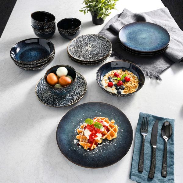Gibson Home Gibson Elite Matisse 16-Piece Reactive Stoneware Double Bowl Dinnerware Set