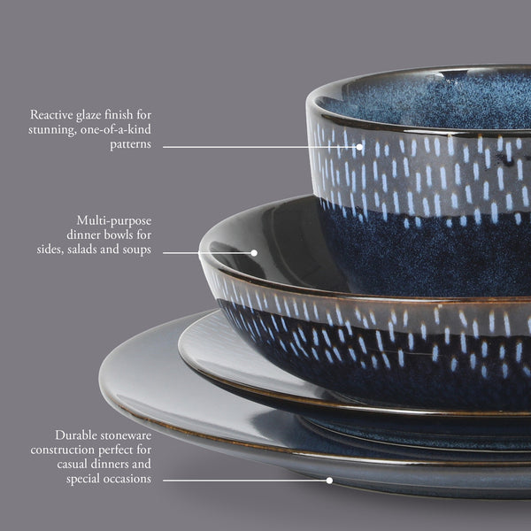 Gibson Home Gibson Elite Matisse 16-Piece Reactive Stoneware Double Bowl Dinnerware Set