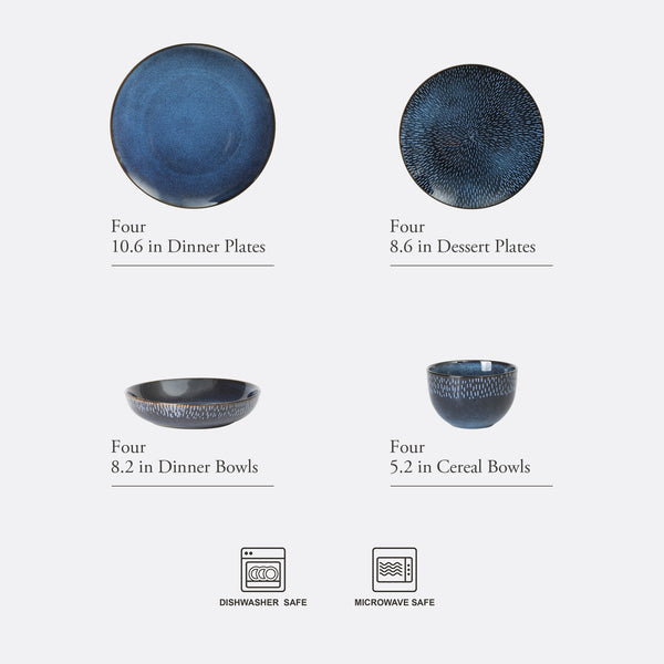 Gibson Home Gibson Elite Matisse 16-Piece Reactive Stoneware Double Bowl Dinnerware Set
