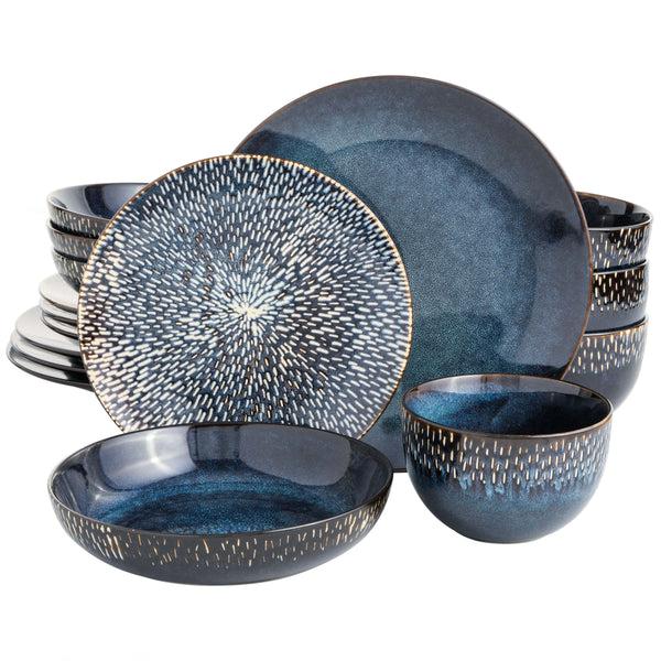 gibson home Gibson Elite Matisse 16-Piece Reactive Stoneware Double Bowl Dinnerware Set