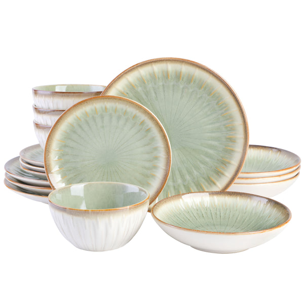 gibson home Gibson Elite Mayfair Bay 16-Piece Embossed Double Bowl Reactive Dinnerware Set