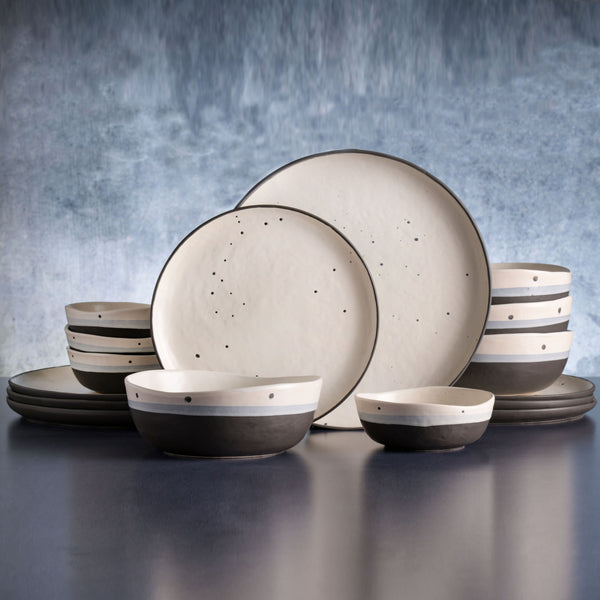 Gibson Home Gibson Elite Rhinebeck 16-Piece Double Bowl Reactive Stoneware Dinnerware Set