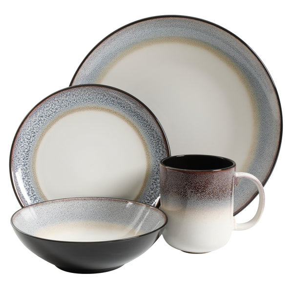 Gibson Home Gibson Elite Rings Of Saturn 16-Piece Reactive Stoneware Dinnerware Set