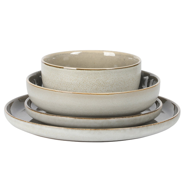 Gibson Home Gibson Elite Sunveil 16 Piece (Service For 4) Plates And Bowls Reactive Glaze Round Dishes Stoneware Ceramic Dinnerware Set