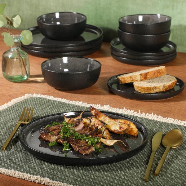 Gibson Home Gibson Elite Tahoe Sunset 12 Piece Stoneware Reactive Glaze (Service For 4) Ceramic Plates And Bowls Dinnerware Set