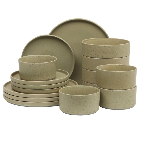 gibson home Gibson Elite Tatum Premium Porcelain Matte Reactive Glaze 16 Piece (Service for 4) Plates and Bowls Stackable Dishes Ceramic Dinnerware Set