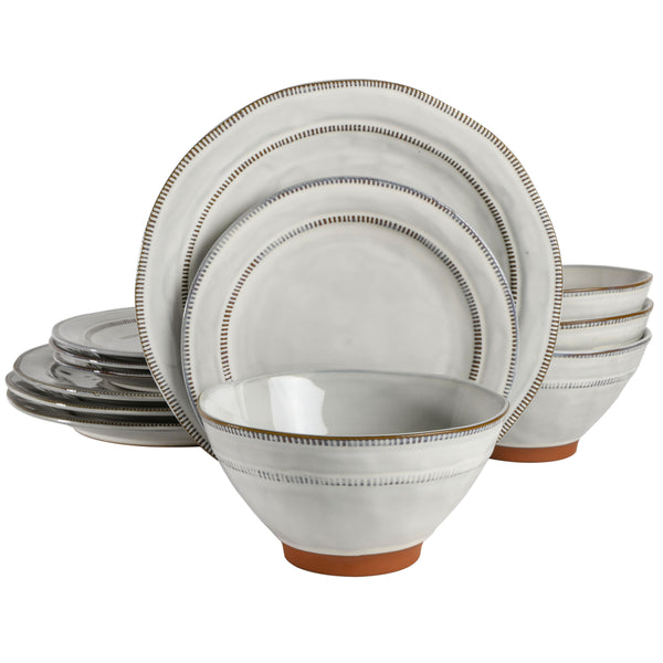 gibson home Gibson Elite Terranea 12-Piece Reactive Terracotta Dinnerware Set