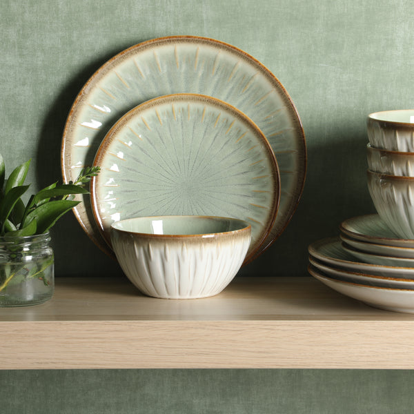 Gibson Home Gibson Elite Trescott Way 12 Piece Reactive Glaze Plates And Bowls Stoneware Dinnerware Set