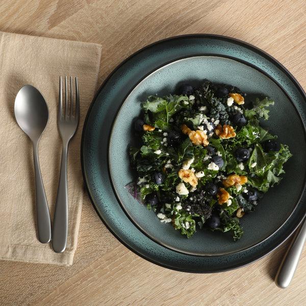 Gibson Home Gibson Elite Tribeca Loft 16-Piece Dinnerware Set – Matte Reactive Glaze Stoneware Double Bowl Round Plates And Bowls – Modern Rustic Tableware For 4 Dishwasher & Microwave Safe