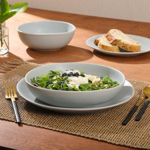 Gibson Home Gibson Elite Zion Mist 16 Piece Stoneware Reactive Glaze (Service For 4) Ceramic Plates And Bowls Modern Organic Dinnerware Set