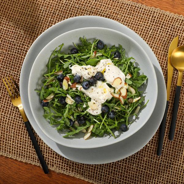 Gibson Home Gibson Elite Zion Mist 16 Piece Stoneware Reactive Glaze (Service For 4) Ceramic Plates And Bowls Modern Organic Dinnerware Set