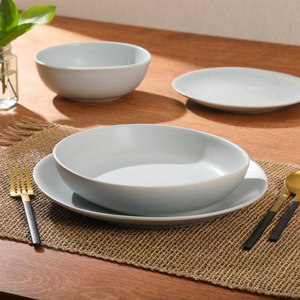 Gibson Home Gibson Elite Zion Mist 16 Piece Stoneware Reactive Glaze (Service For 4) Ceramic Plates And Bowls Modern Organic Dinnerware Set