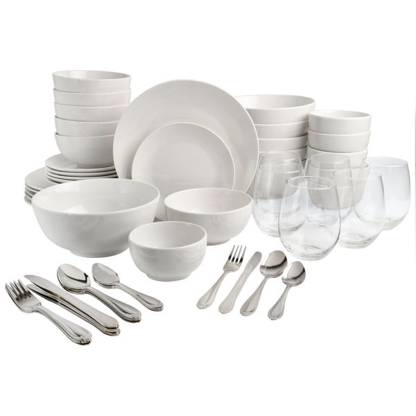gibson home Gibson Home All U Need 60 Piece Plates Bowls Glassware Forks Spoons and Knives (Service for 6) Dinnerware Set