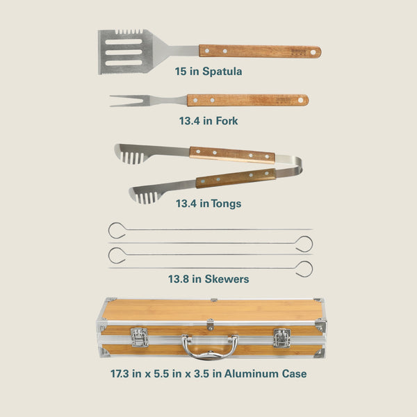 Gibson Home Gibson Home Barbeque Pro 8 Piece BBQ Tools W/ Acacia Wood Handles And Aluminum Storage Box