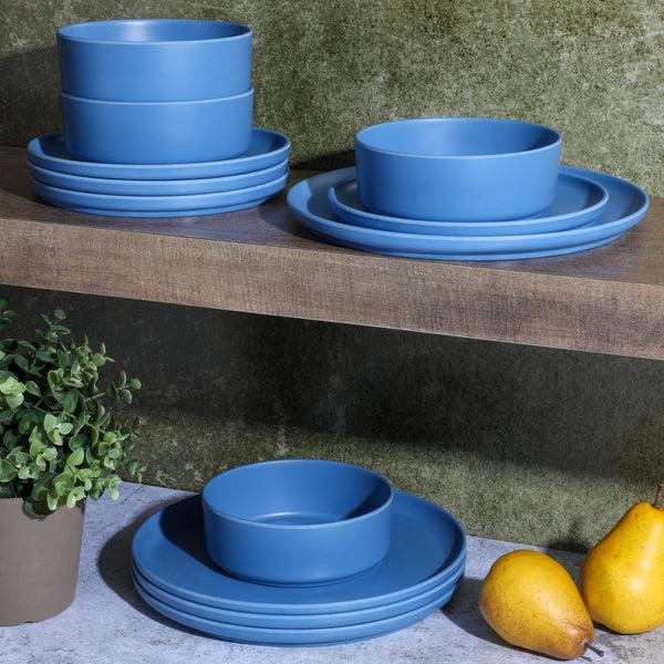 Gibson Home Gibson Home Canyon Crest 12-Piece Stackable Matte Melamine Dinnerware Set