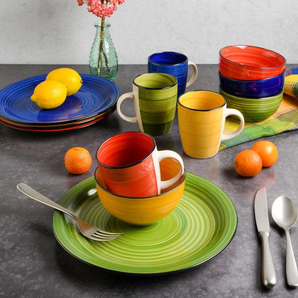 Gibson Home Gibson Home Color Vibes 12-Piece Hand-Painted Stoneware Dinnerware Set