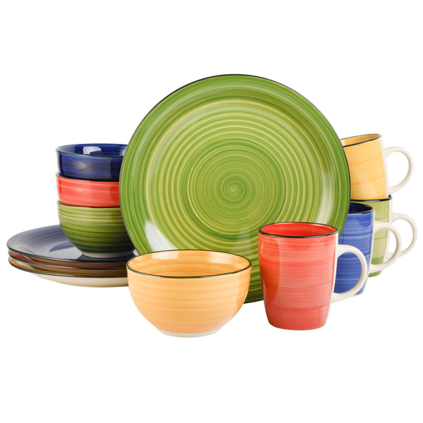gibson home Gibson Home Color Vibes 12-Piece Hand-Painted Stoneware Dinnerware Set