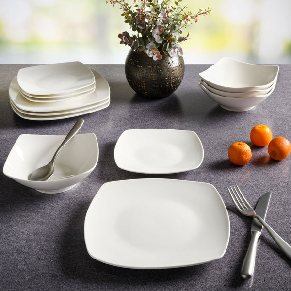 Gibson Home Gibson Home Everyday Square 12-Piece Fine Ceramic Dinnerware Set