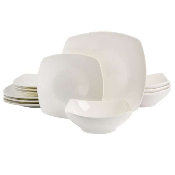 gibson home Gibson Home Everyday Square 12-Piece Fine Ceramic Dinnerware Set