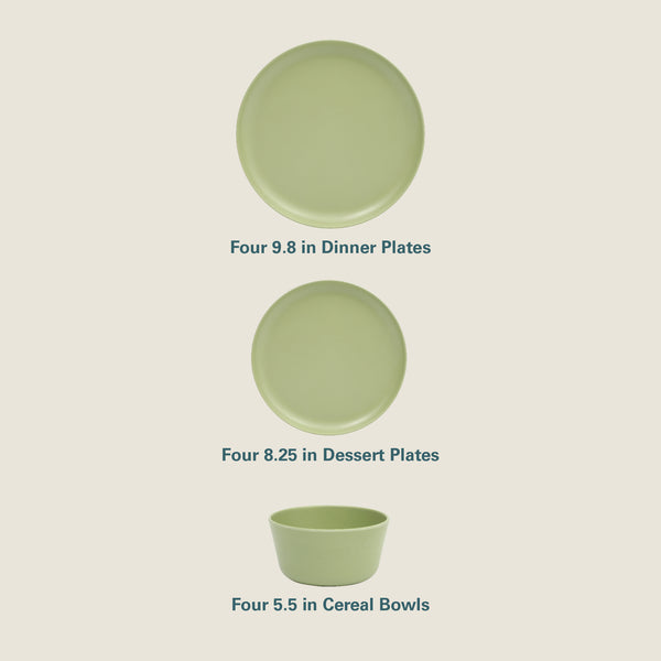 Gibson Home Gibson Home Fairhope 12 Piece Melamine Dinnerware Set - Matte Green
