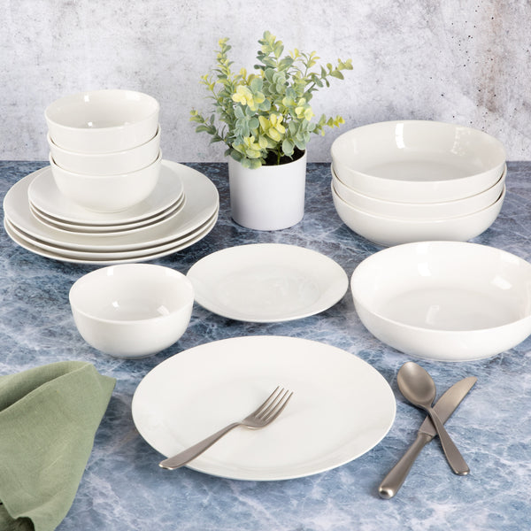 Gibson Home Gibson Home Gracious Dining 16-Piece Double Bowl Porcelain Dinnerware Set