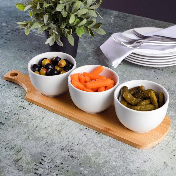 Gibson Home Gibson Home Gracious Dining 3-Piece Tidbit Bowl Set With Bamboo Tray