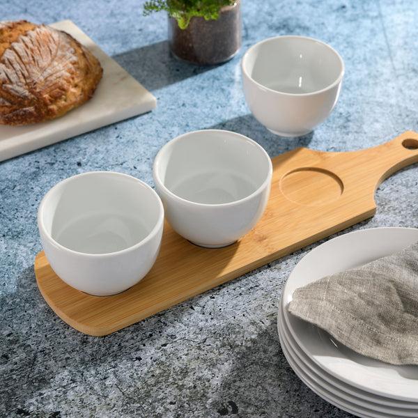 Gibson Home Gibson Home Gracious Dining 3-Piece Tidbit Bowl Set With Bamboo Tray