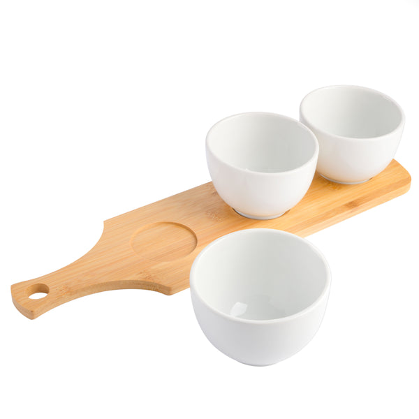 Gibson Home Gibson Home Gracious Dining 3-Piece Tidbit Bowl Set With Bamboo Tray