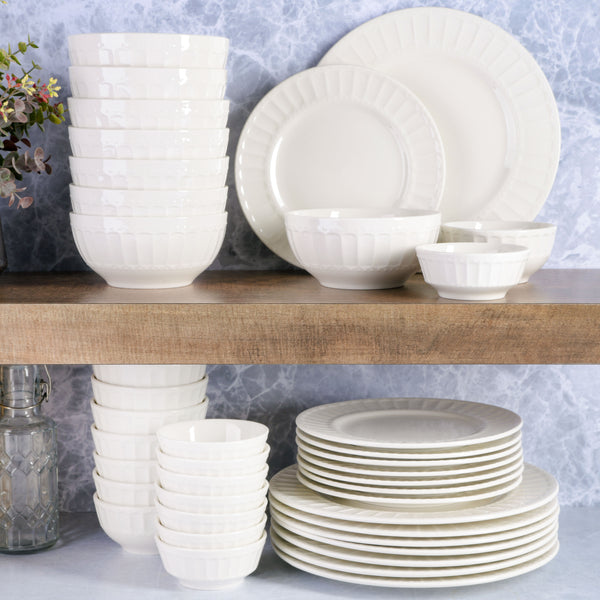 Gibson Home Gibson Home Gracious Dining Gourmet Expressions 40-Piece Embossed Porcelain Dinnerware Set