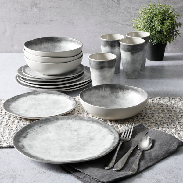 Gibson Home Gibson Home Granite Organic Round Melamine Dinnerware Set Service For Four (16pcs) Marble