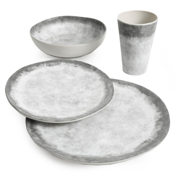 Gibson Home Gibson Home Granite Organic Round Melamine Dinnerware Set Service For Four (16pcs) Marble