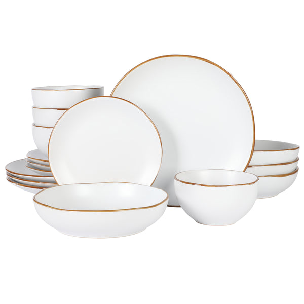 gibson home Gibson Home Hazeltine 16 Piece Plates and Bowls Dishes Stoneware Ceramic Dinnerware Set